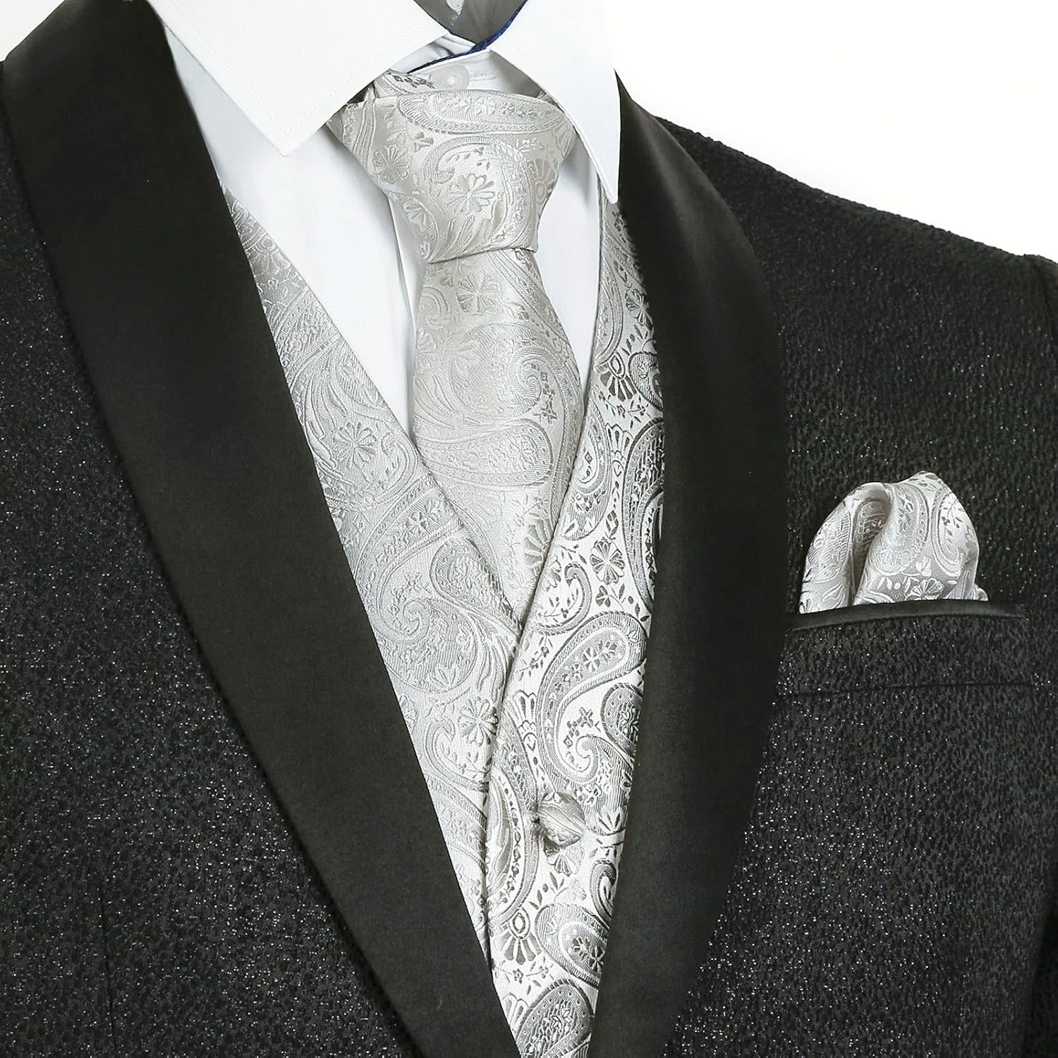 Thumbnail 1 de Alizeal Mens Classic 5 Pcs Paisley Jacquard Suit Vest Set