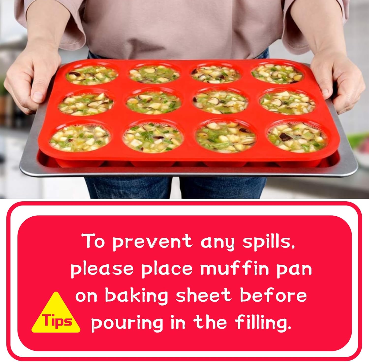 Detalle 2 de CAKETIME 12 Cups Silicone Muffin Pan: Nonstick, Flexible Baking Mold for Multipurpose Use
