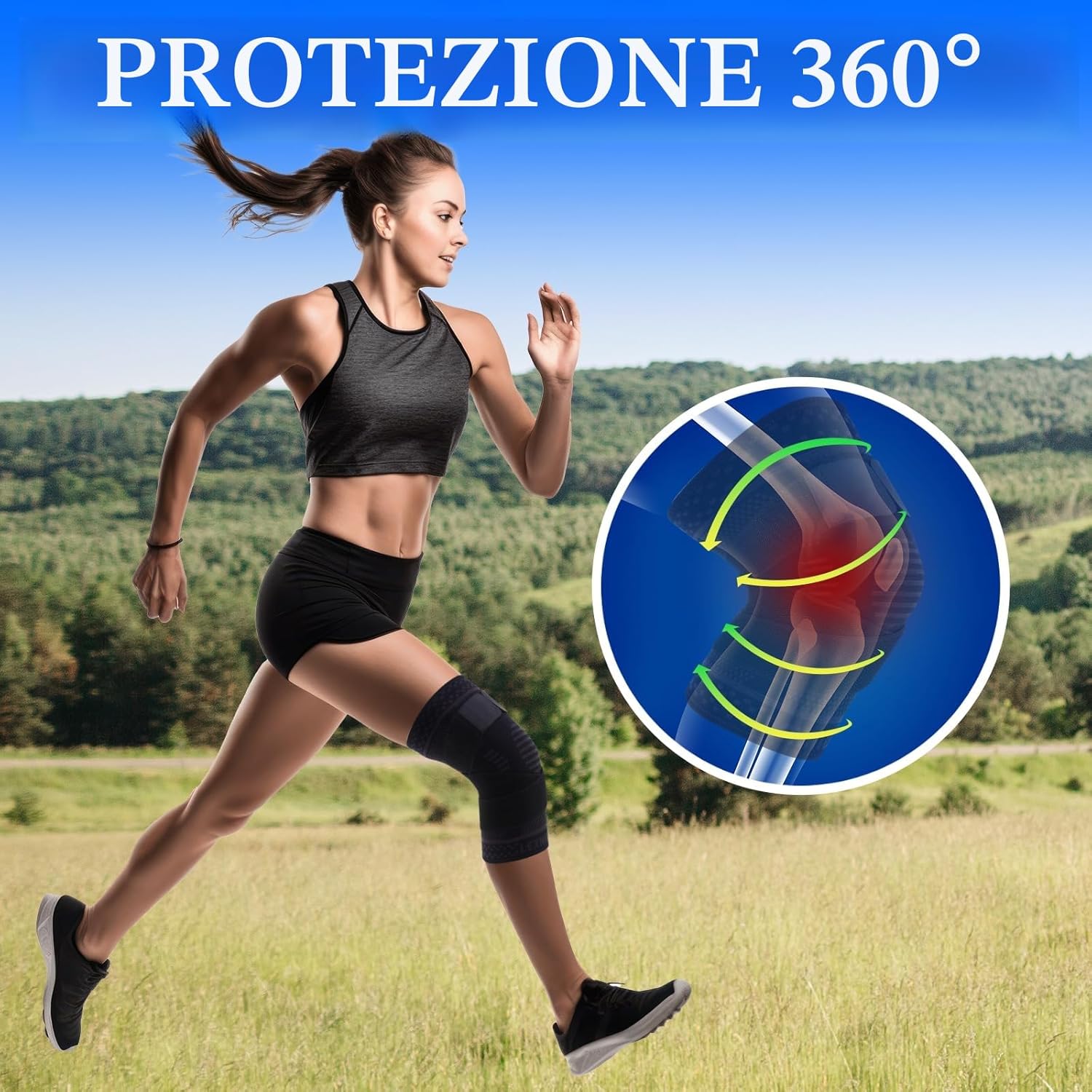 Detalle de Lexniush Ginocchiera ortopedica a compressione per uomo/donna (XXL) – supporto per artrosi, menisco e allenamento