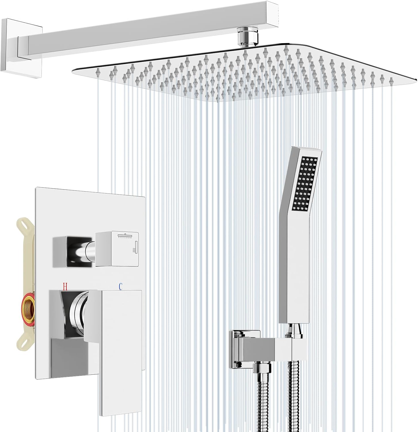 Detalle de Rainsworth Set Doccia Incasso Cromo 30x30 cm