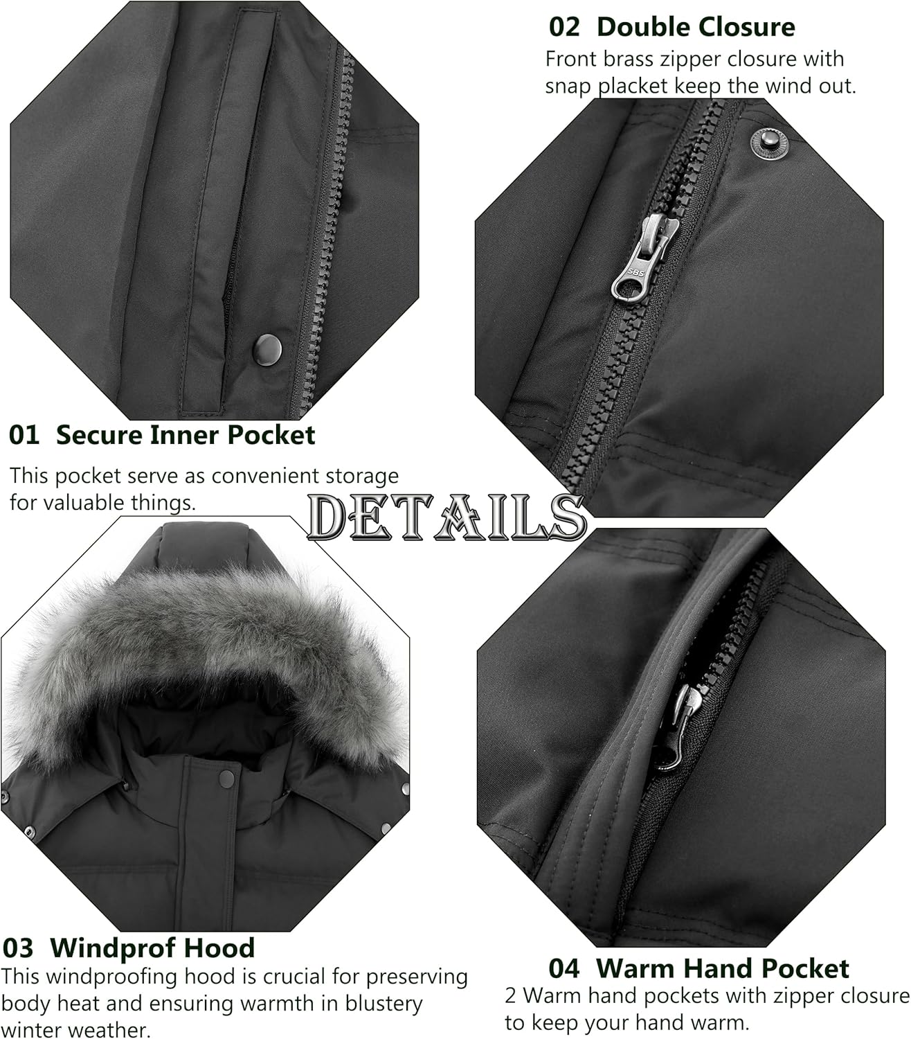Thumbnail 4 de GGleaf Women's Quilted Puffer Coat with Fur Hood