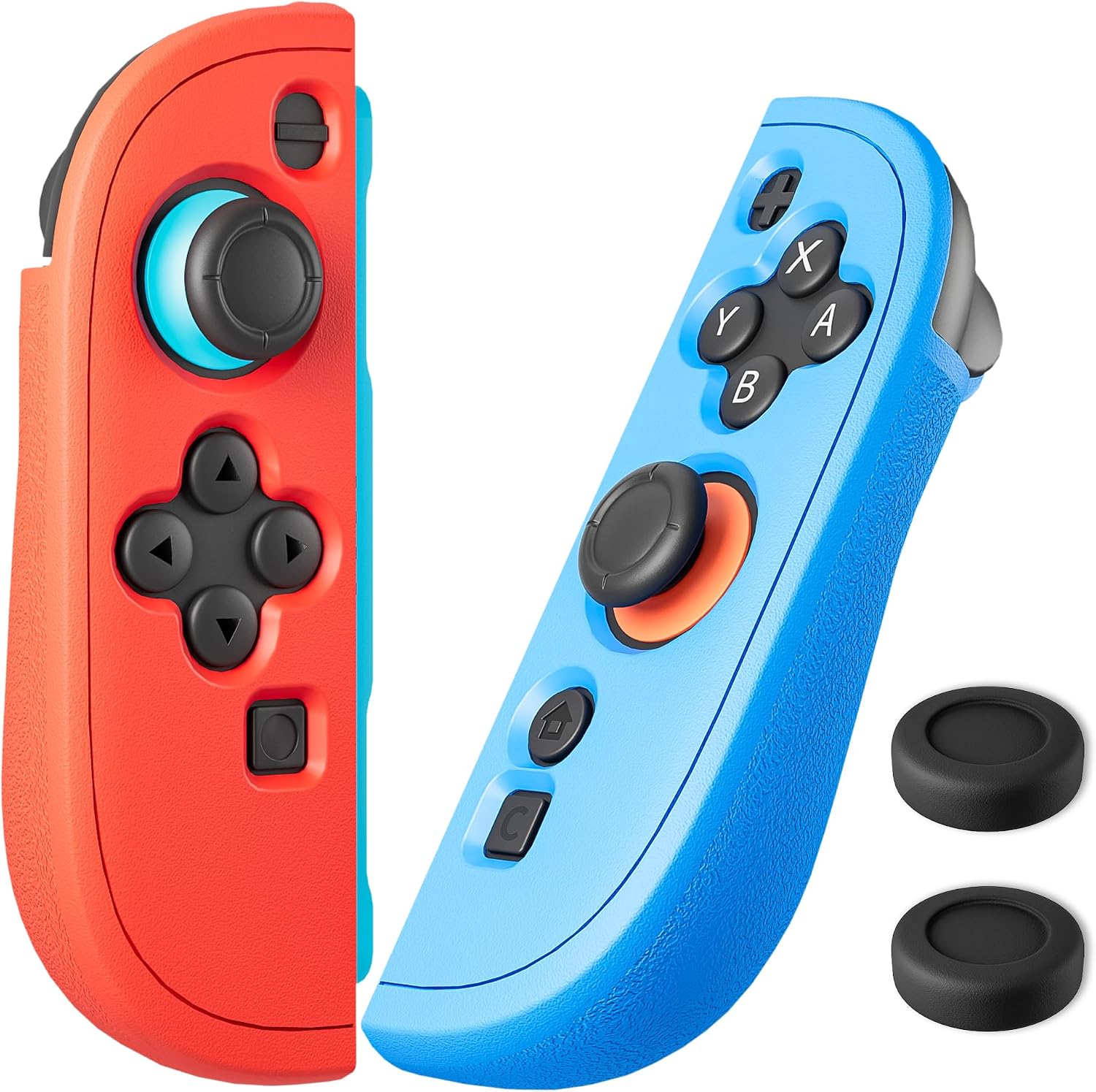 Detalle de FUNDIARY Switch 2 Grip Case, Silicone Controller Cover, Blue and Red