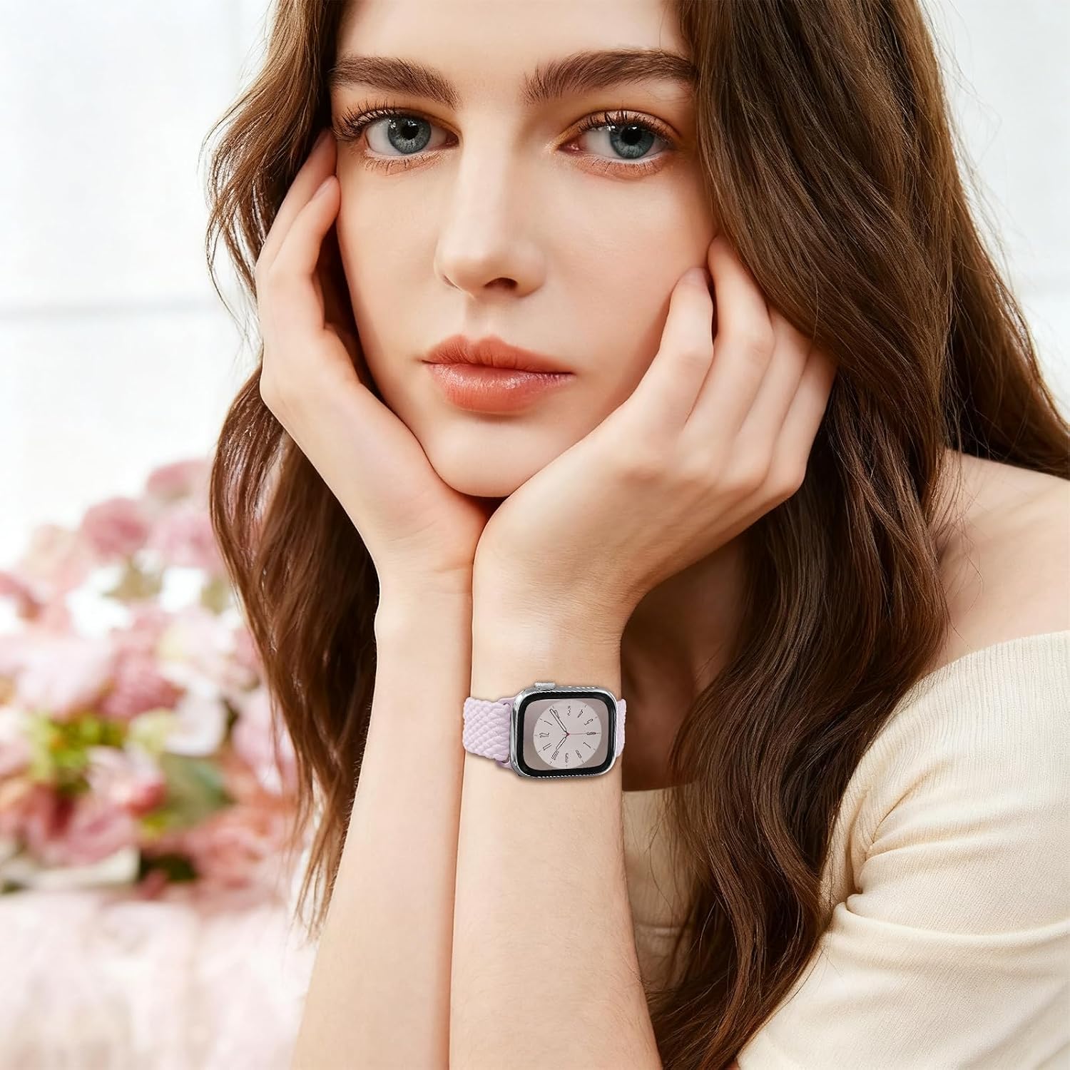 Detalle de chinbersky 6er Geflochtenes Armband für Apple Watch – Magnetisch verstellbar, Nylon-Gewebe, 38–42 mm