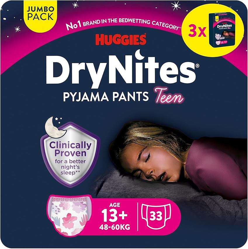 Detalle de Huggies DryNites Pañales Nocturnos para Niña 💤 33 Uds.