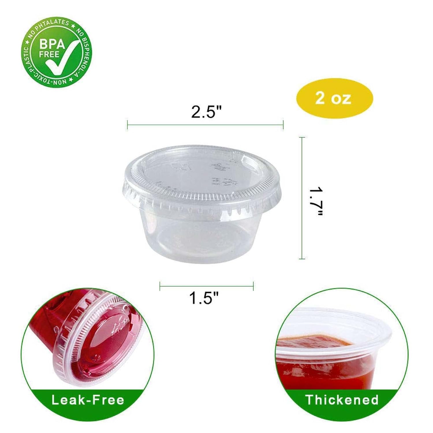 Detalle de TashiBox 2 oz Jello Shot Cups with Lids — 100 Sets, BPA-Free, Stackable