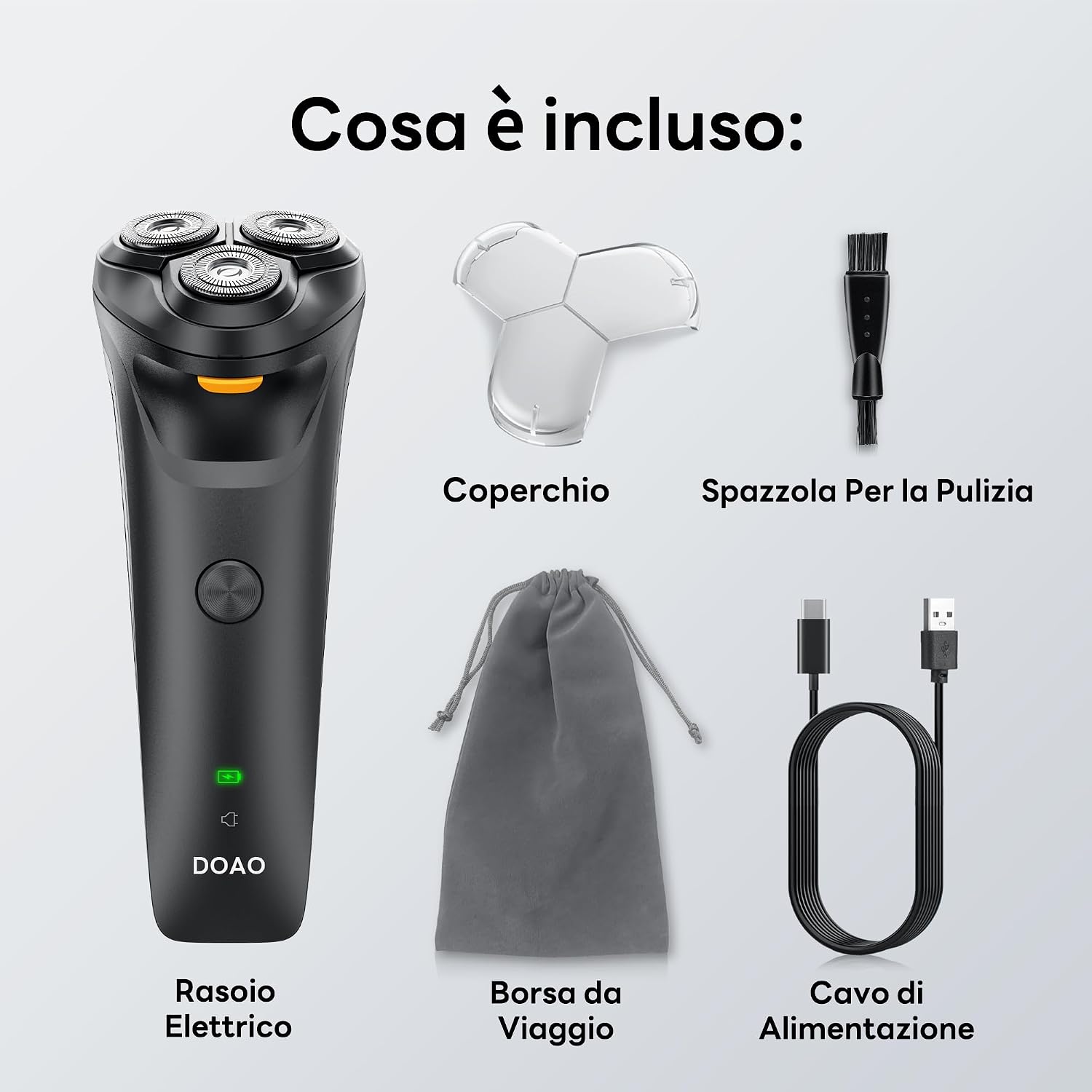 Thumbnail 6 de Rasoio Elettrico Barba 2 in 1 2025 Aggiornato: ricarica USB, testine 3D e taglio retrattile