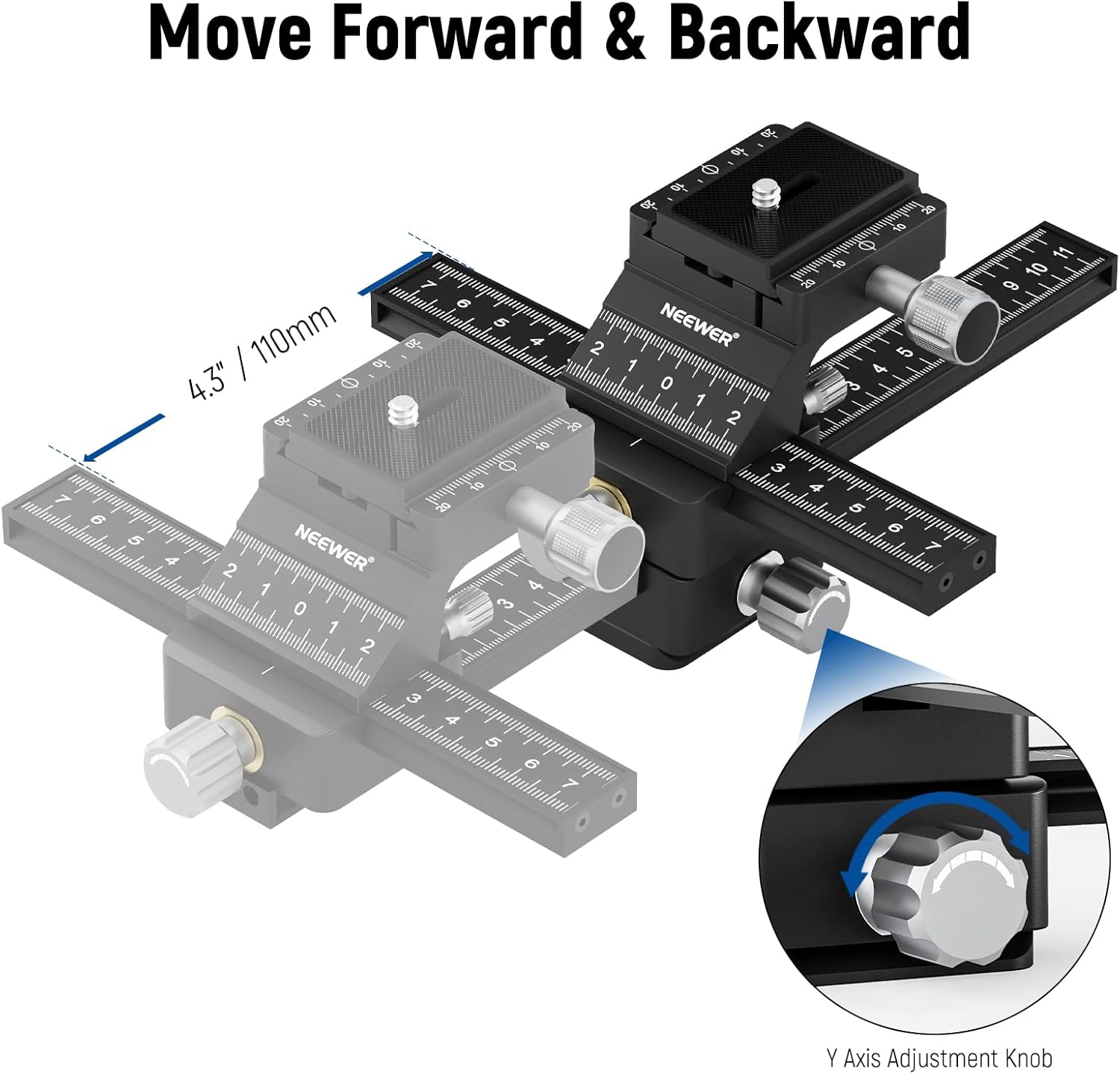Thumbnail 3 de NEEWER 4-Way Macro Focusing Rail with Quick Release Plate (Arca type, 1/4 inch thread) for DSLR & mirrorless