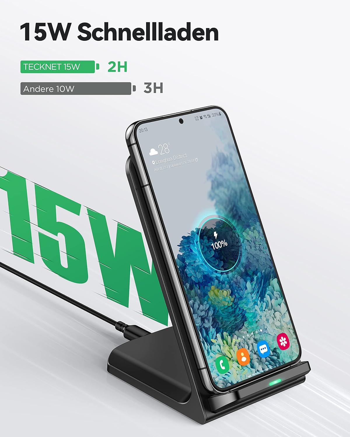 Detalle 2 de TECKNET Wireless Charger Stand 15W Qi