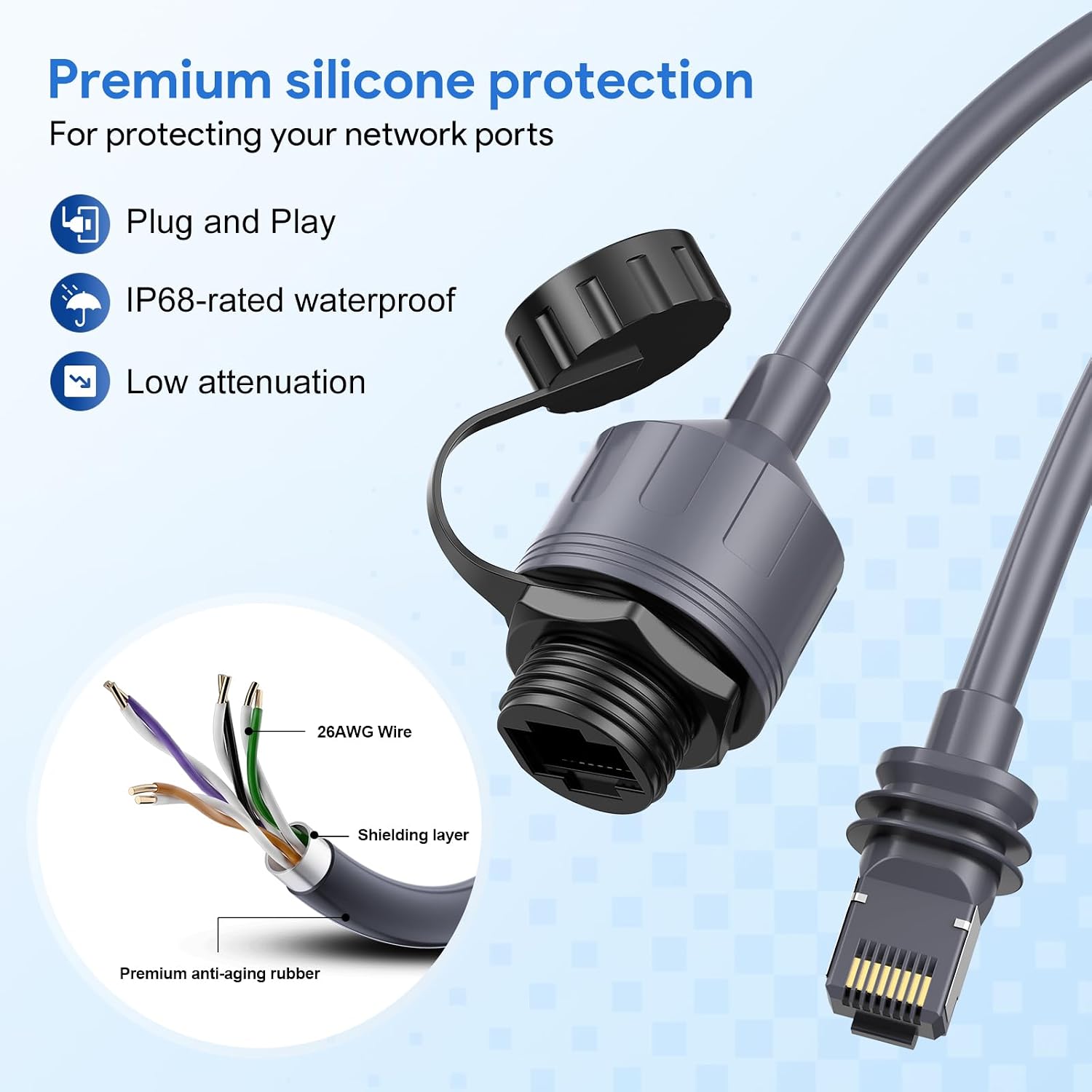 Thumbnail 5 de EDUP Starlink Ethernet Adapter Gen 3 & Mini – RJ45-Koppler mit wasserdichter Kabelverlängerung (IP68)
