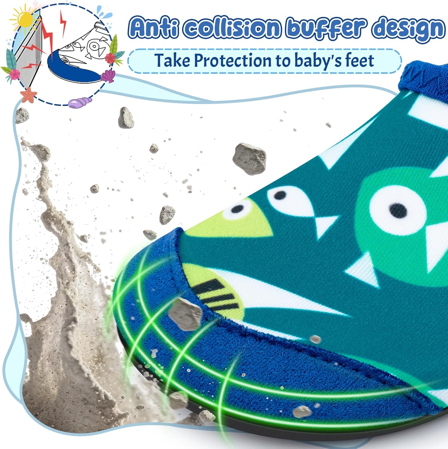 Detalle de Toddler Water Shoes for Kids: Lightweight Quick-Dry Beach Socks for Ocean, Pool and Water Play