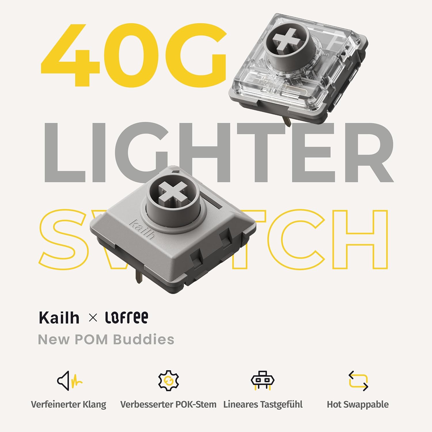 Thumbnail 1 de LOFREE Flow Lite100 Low-Profile mechanische Tastatur (QWERTZ, Weiß) – Bluetooth/2.4G/kabelgebunden, swappable mit Specter linearen Switches