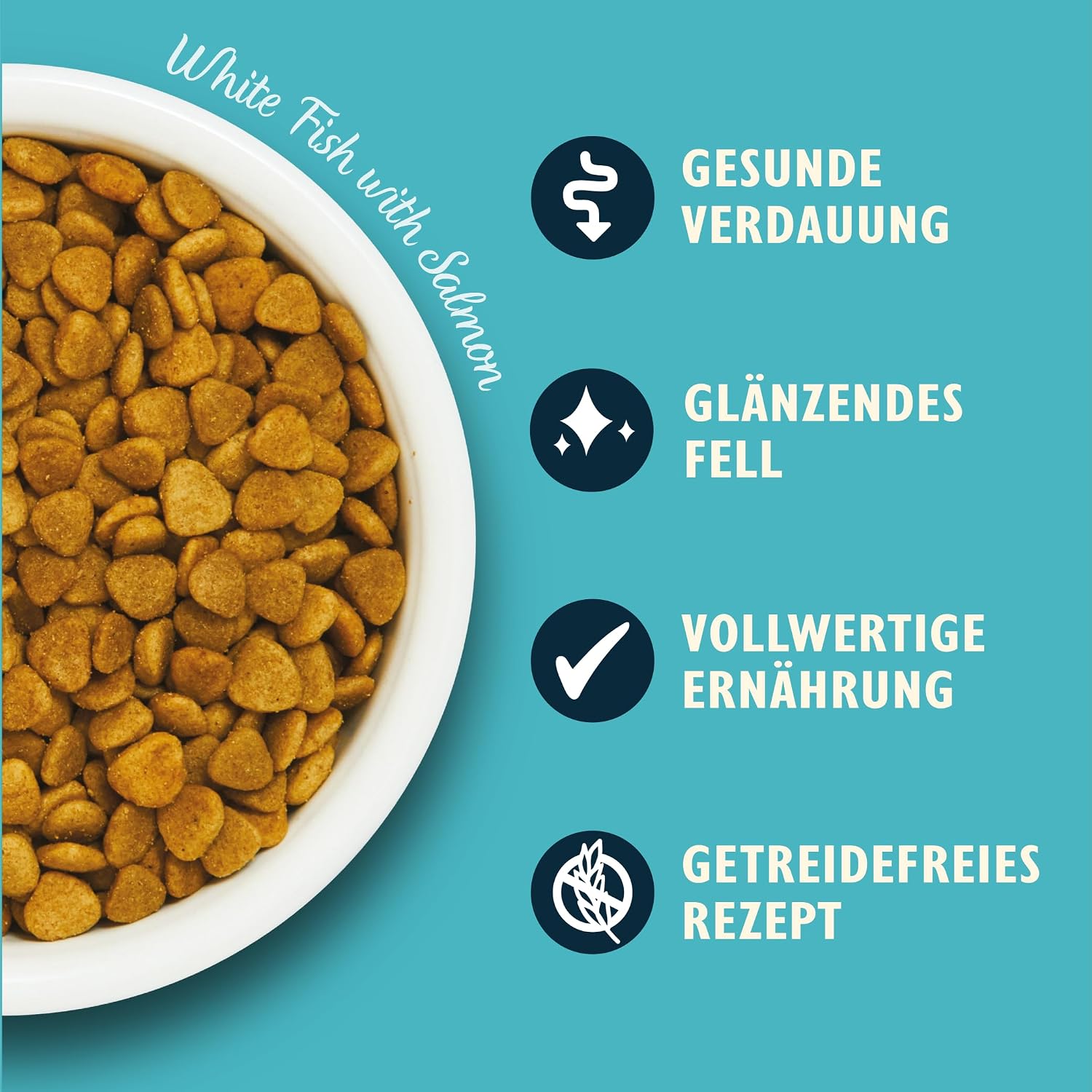 Detalle de Lily's Kitchen Trockenfutter für ausgewachsene Katzen Weißfisch mit Lachs – getreidefrei, 2 kg