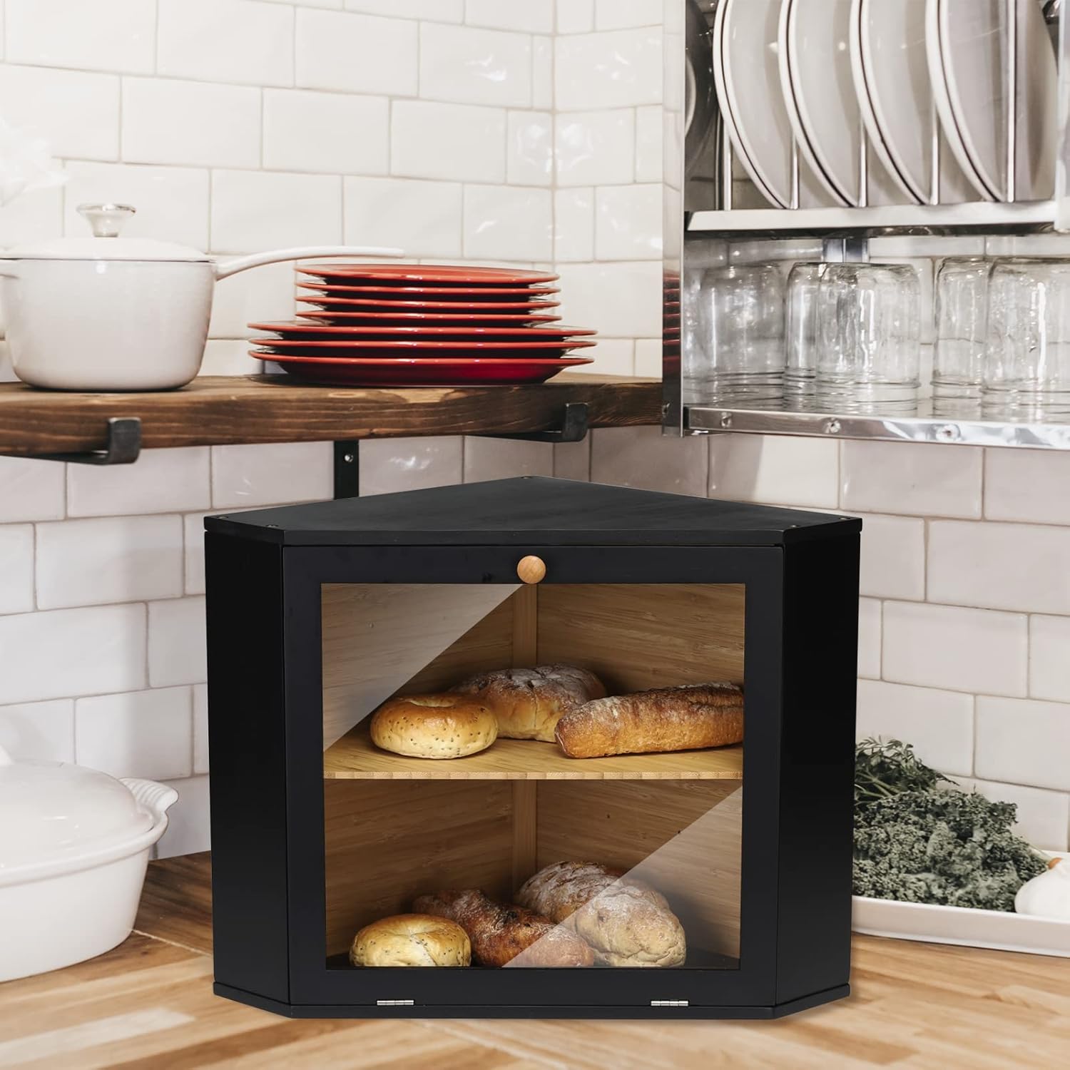 Detalle de Leader Accessories Bambus Brotkasten 32x32x34 cm