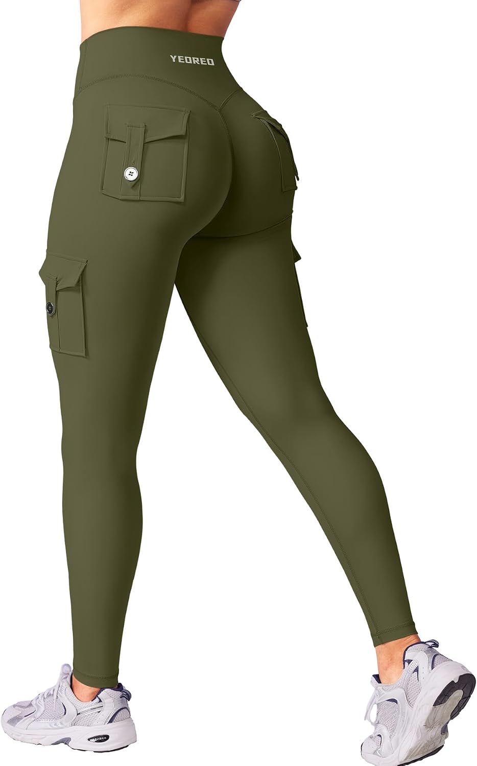 Detalle de YEOREO CoreFlex Sport Leggings Damen mit Taschen – High Waist, nahtloses Push-up, blickdicht