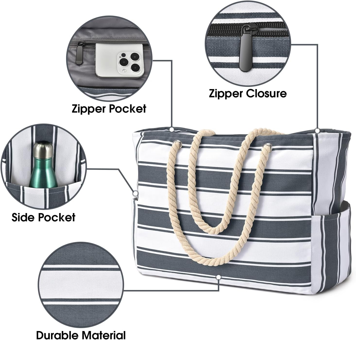 Thumbnail 3 de oscaurt XXL Strandtasche/Familien-Badetuchtasche „Strandtasche Badetasche“ – wasserdicht, faltbar, mit Nass-/Trocken-Fach