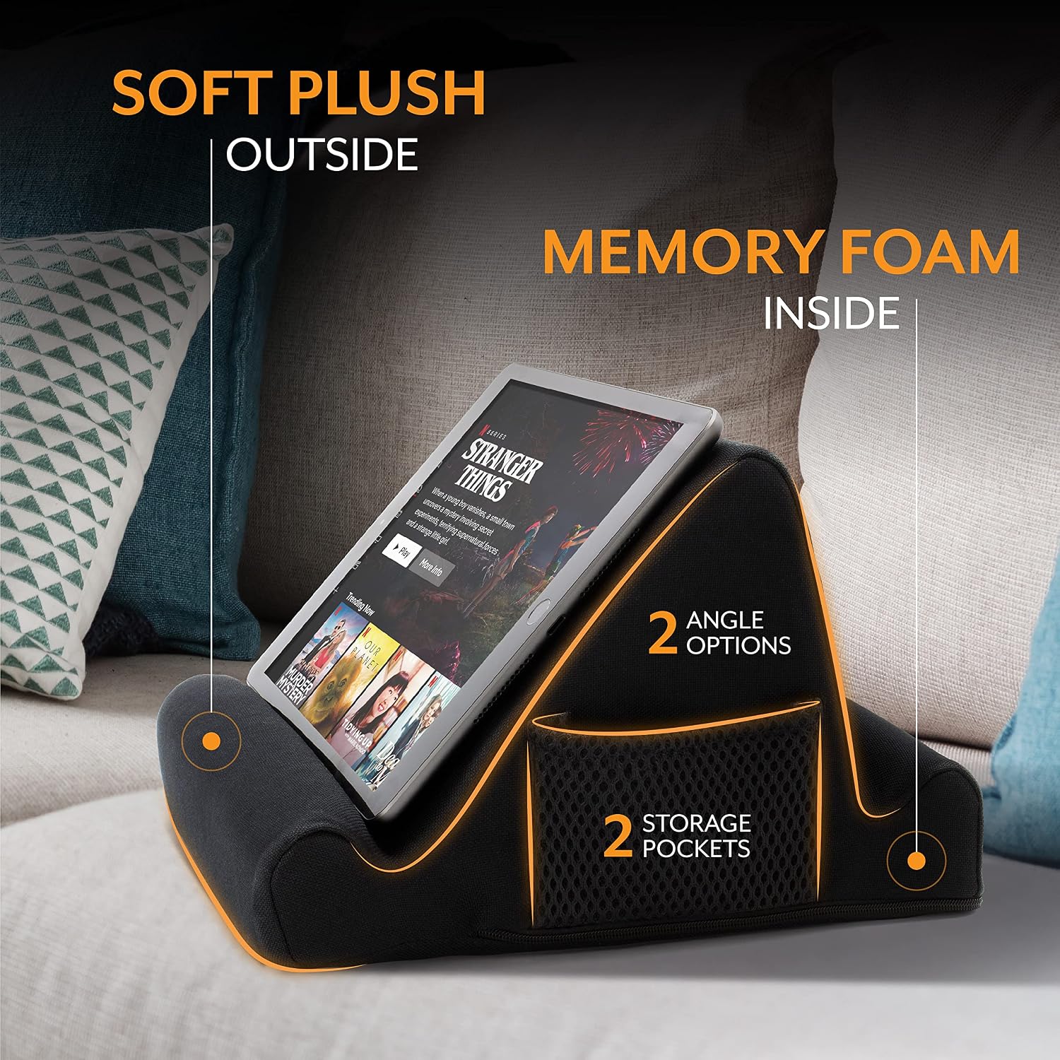 Detalle 2 de Brookstone Tablet Lap Cushion: Hands-Free Tablet & Phone Holder for Bed, Travel, and Everyday Reading