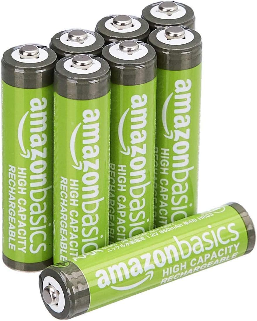 Detalle de Amazon Basics lot de 8 piles rechargeables AAA NiMH 850 mAh (1,2 V)