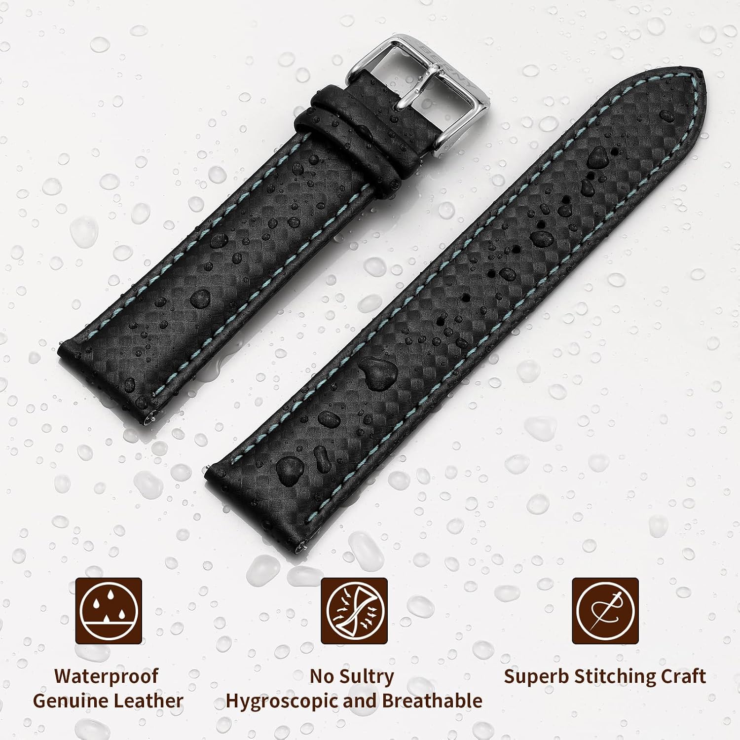 Detalle 2 de BERNY Quick Release Echtleder Uhrenarmband 20/22 mm