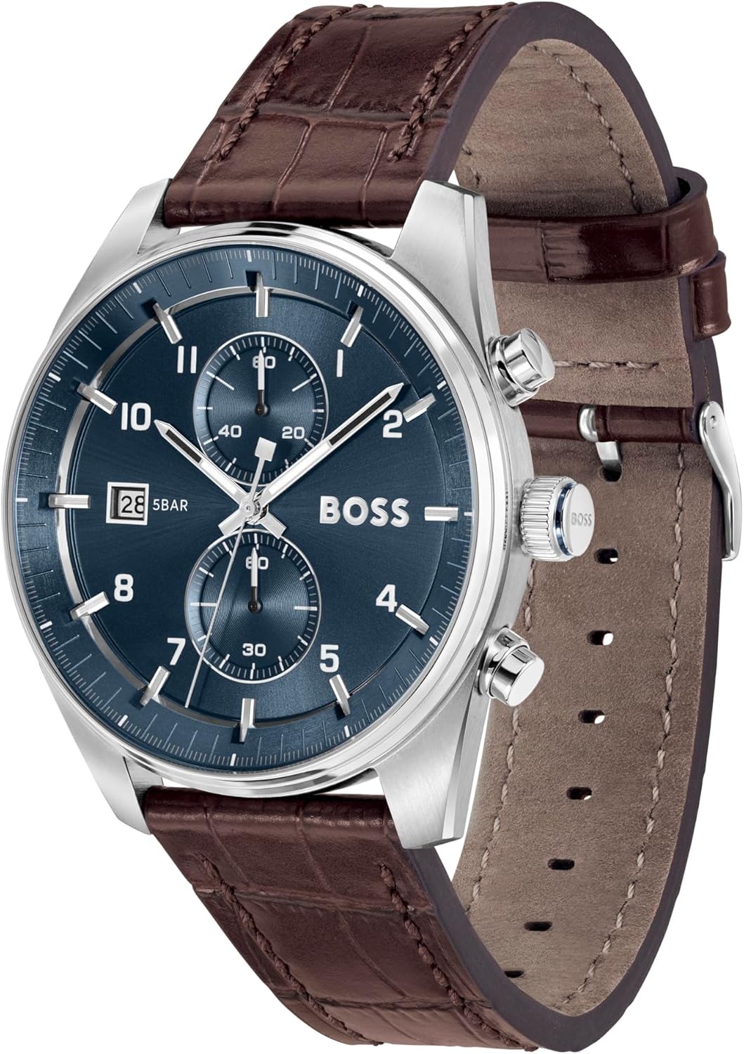 Thumbnail 1 de BOSS Skytraveller Cronógrafo Hombre ⌚ Cuero Marrón Oscuro