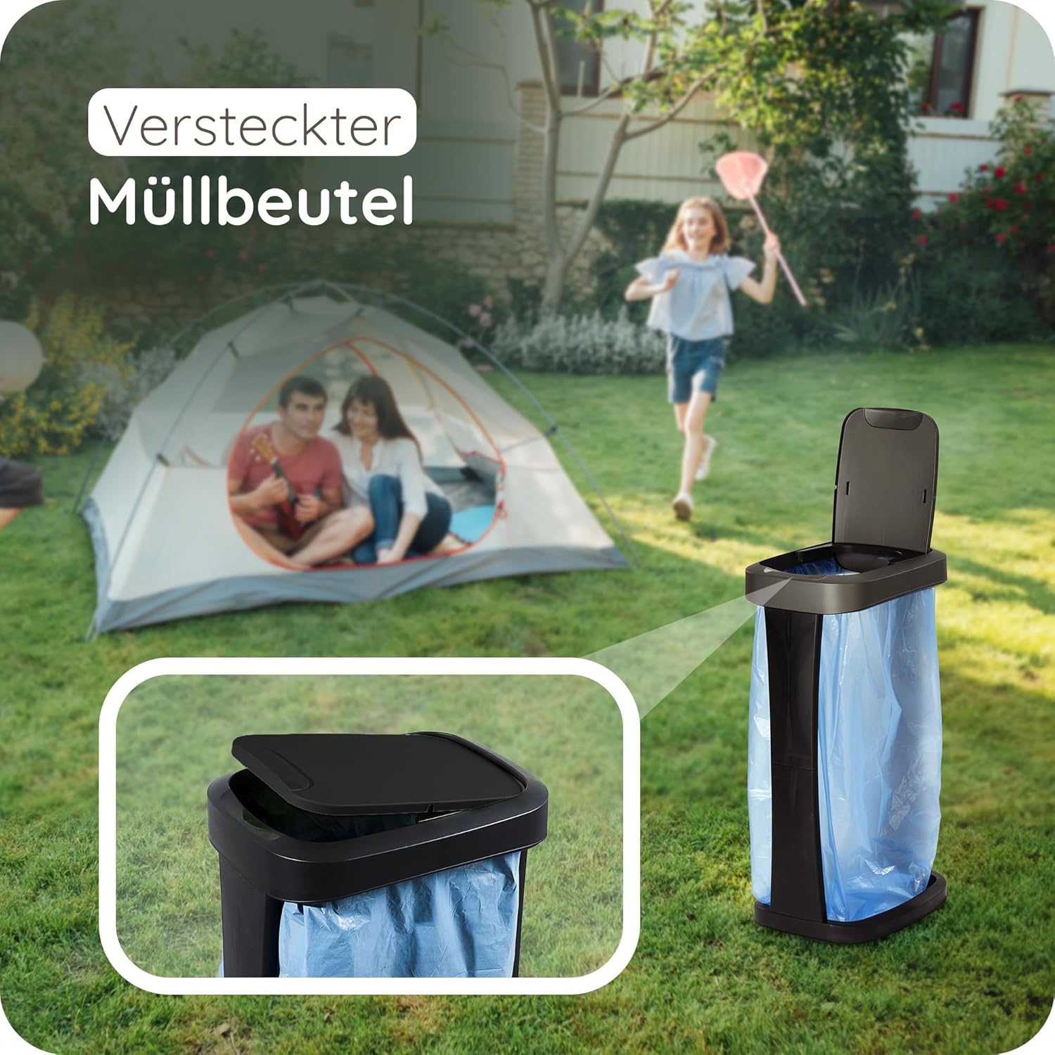 Detalle 2 de Novaliv Müllsackständer mit Deckel 70–120 L – stabil, robust und vielseitig