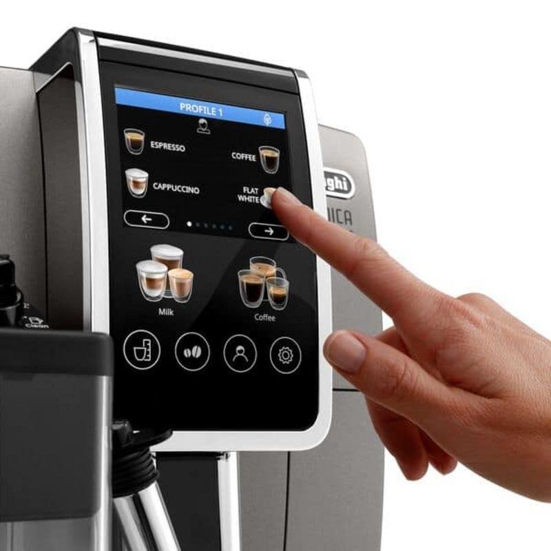 Detalle 2 de DeLonghi Dinamica Plus: Cafetera espresso automática con molinillo y espumador (1,8 L, 15 bares, 2 tazas)