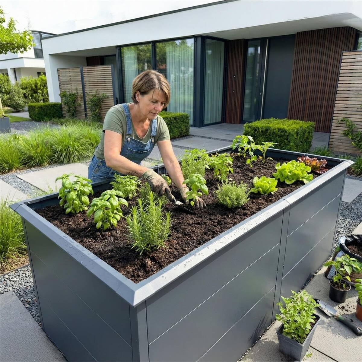 Thumbnail 1 de Metzler Hochbeet für den Garten in Anthrazit (206 x 106 x 77 cm) mit integriertem Schneckenschutz