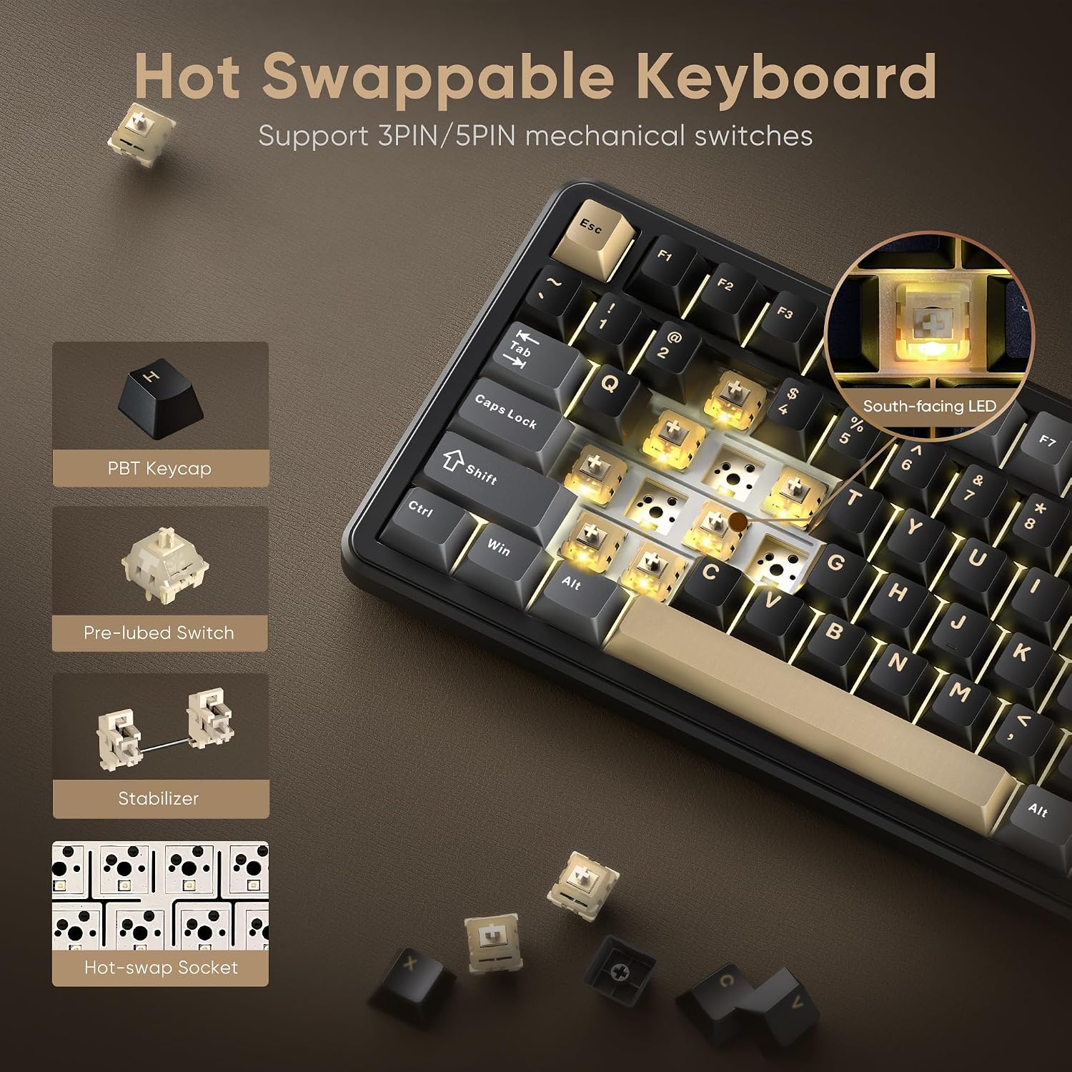 Thumbnail 5 de RedThunder K75 Wireless Mechanical Keyboard with CNC Knob and Gasket Structure
