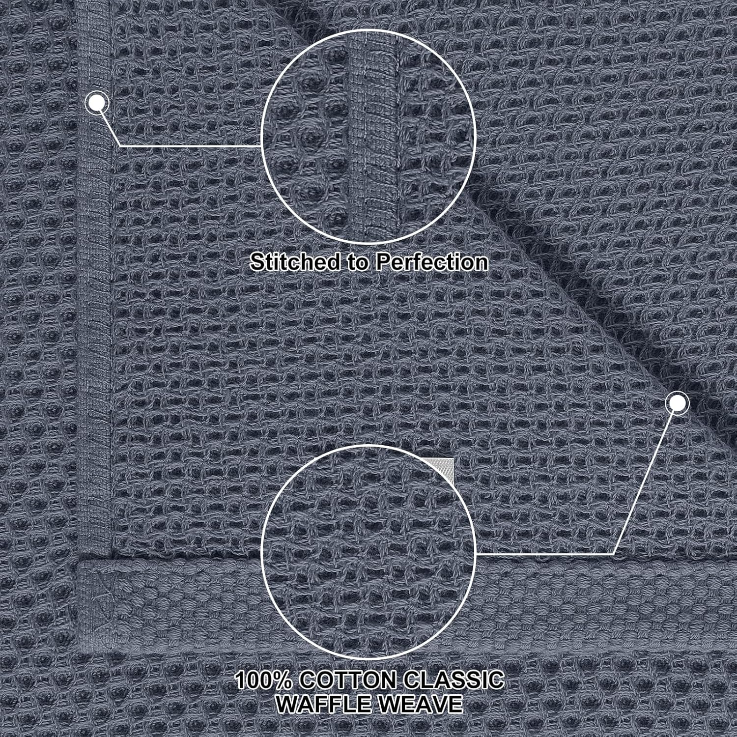 Detalle 2 de Homaxy 100% Cotton Kitchen Towels & Dishcloths Set (10-Pack) — 12x12" & 13x28", Dark Grey