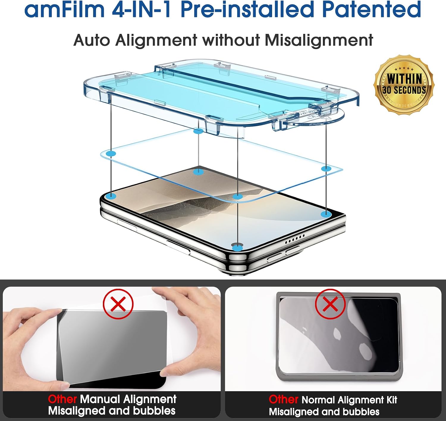 Thumbnail 3 de amFilm OneTouch OT-IPH18F iPhone Duo Screen Protector, 9H Tempered Glass