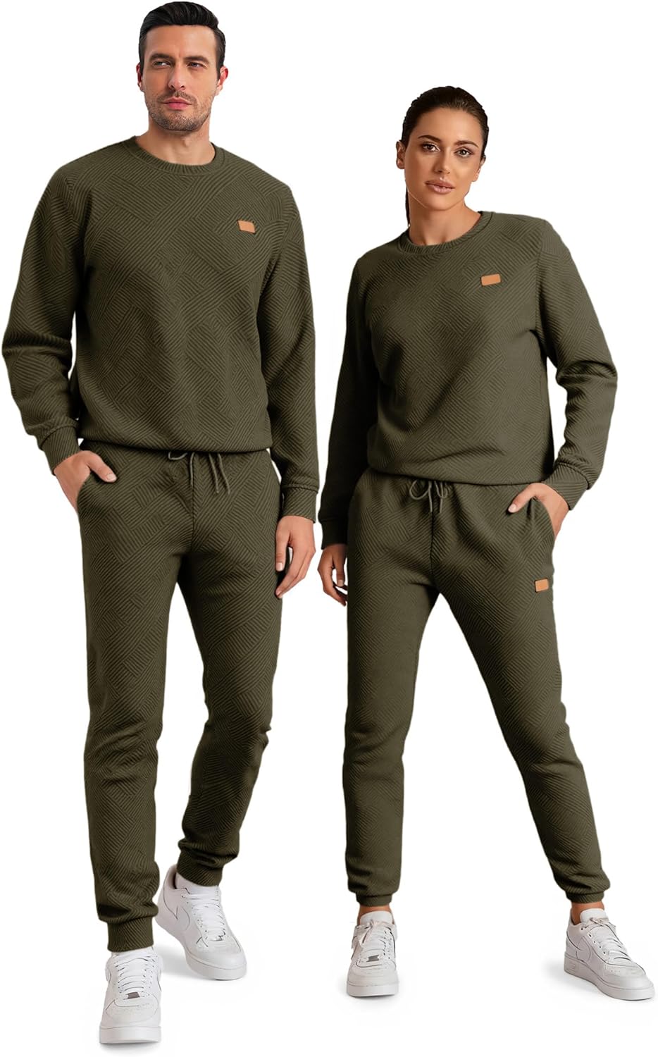 Thumbnail 3 de JMIERR Men's 2-Piece Knit Jacquard Tracksuit Set with Hooded Sweatshirt and Joggers
