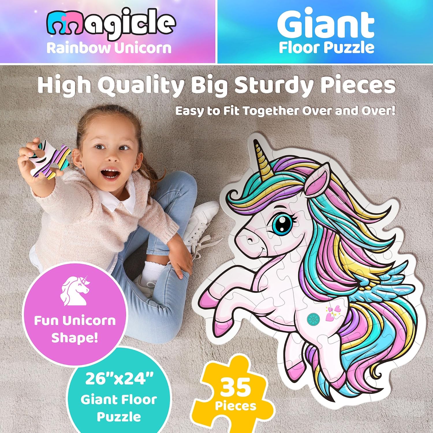 Thumbnail 2 de Music & Sound Unicorn Floor Puzzle 35pcs