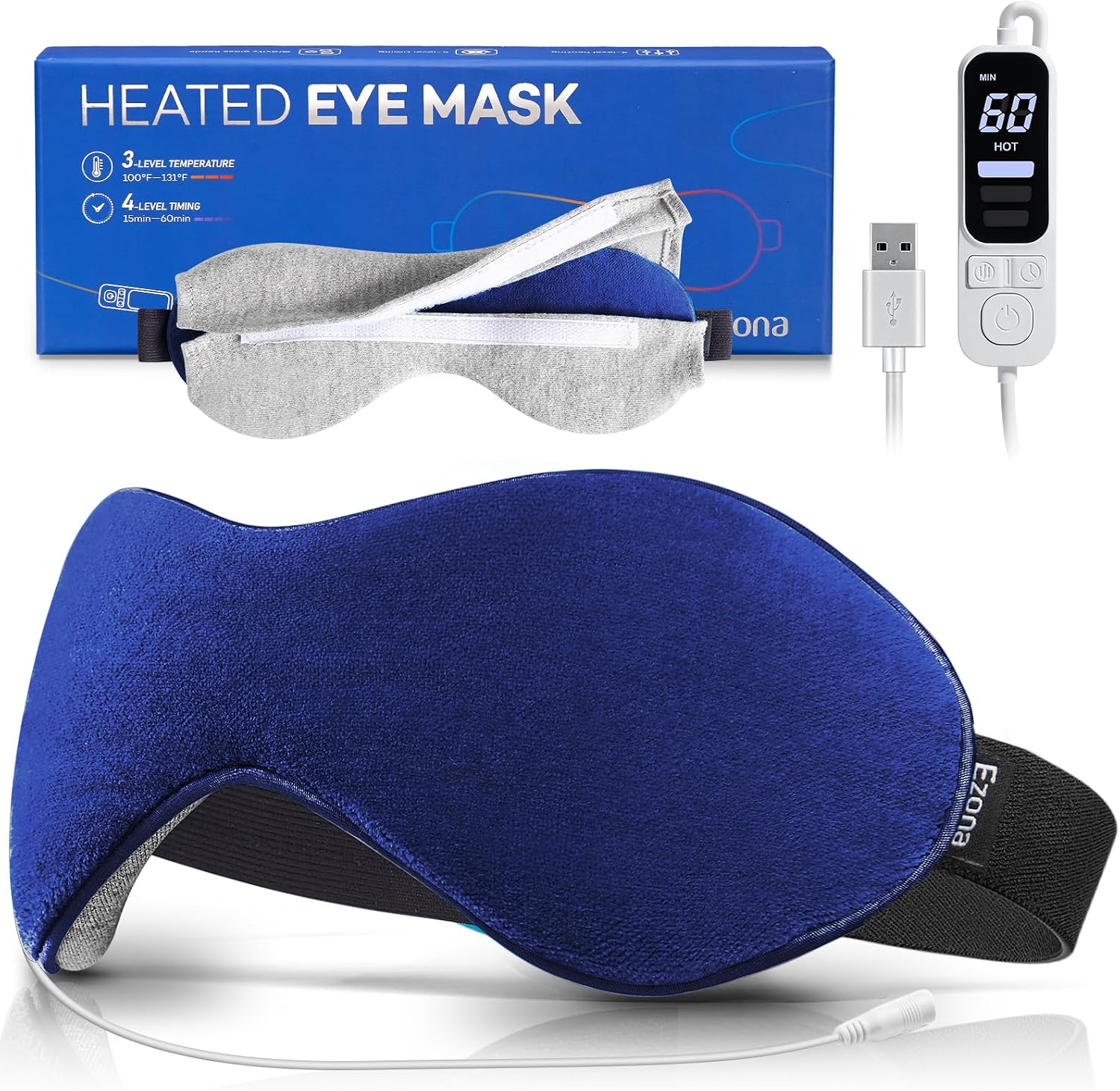 Detalle de Ezona 1a34dfcb-596d-43ff-8a79-b7e1c8b8f2be Heated Eye Mask, USB Heat and Timer Control