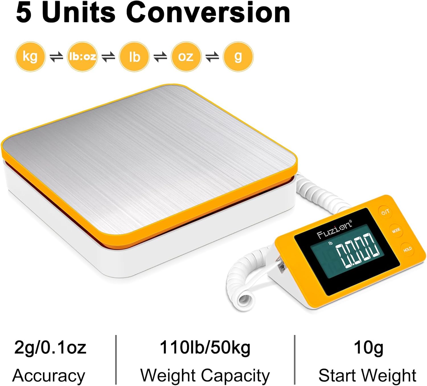 Thumbnail 2 de Fuzion Shipping Postal Scale - 110LB x 0.1oz, Large LCD, 5 Units, Dual Power (Batteries & Adapter)