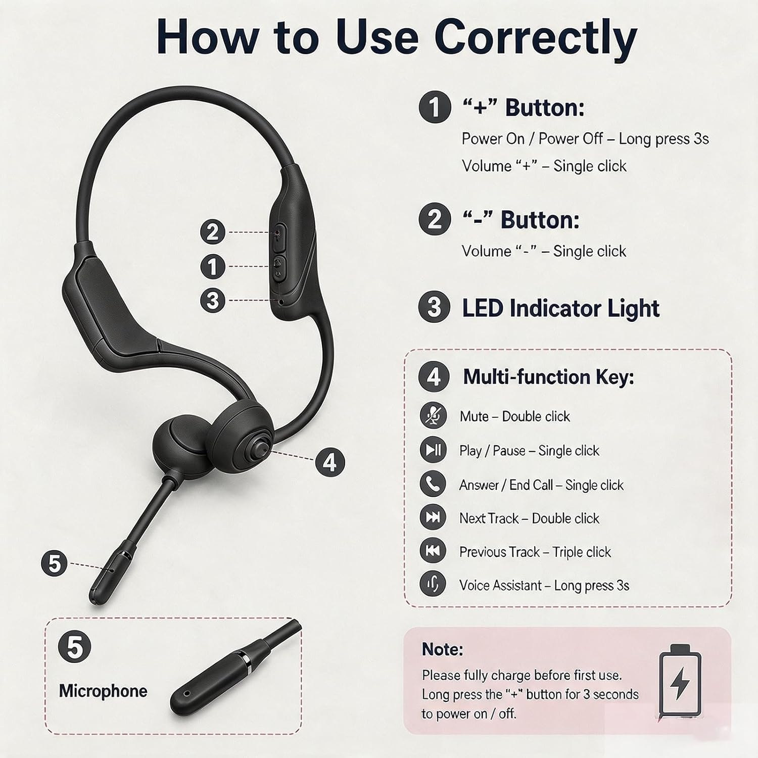 Thumbnail 6 de Open-Ear Bone Conduction Headset with Bluetooth 6.0