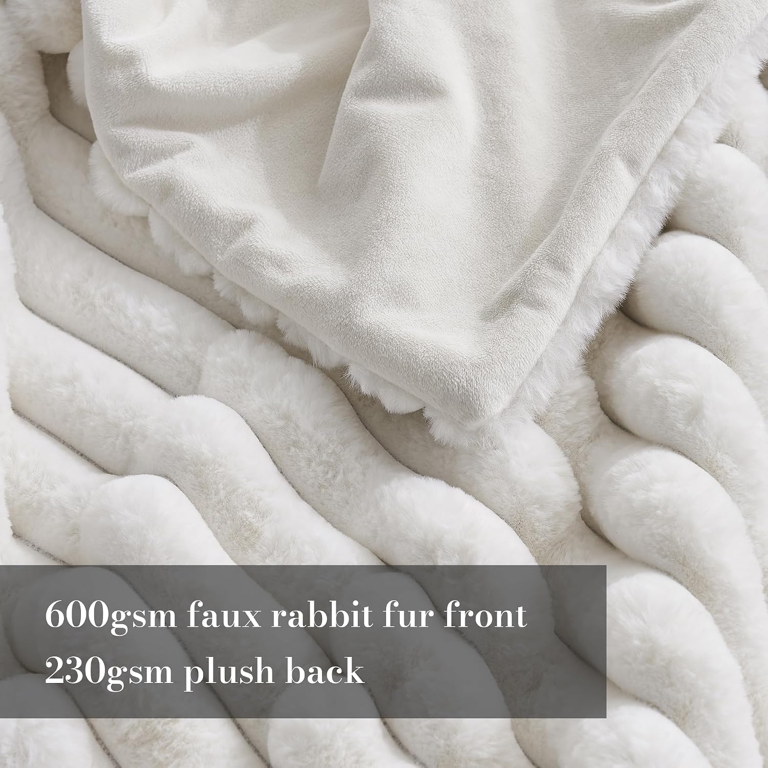 Detalle de Amélie Home Faux Fur Throw Blanket 55"x70"