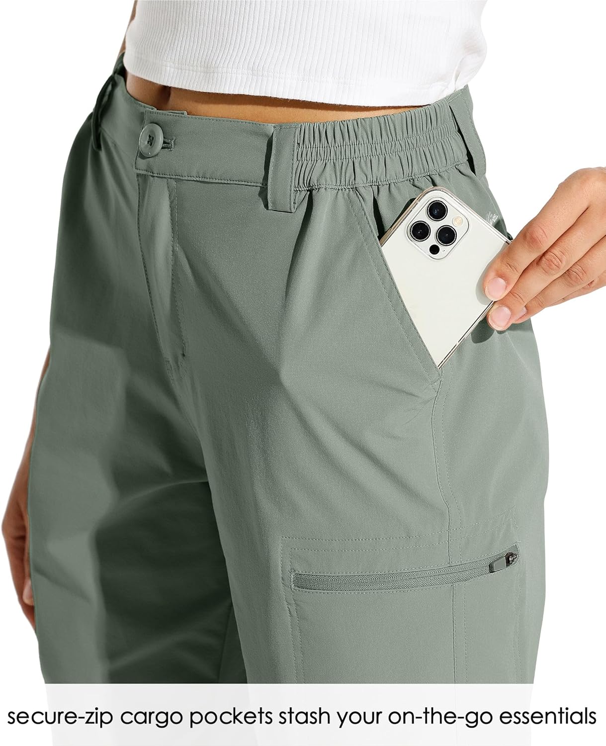 Detalle de WILLIT Damen Shorts Wanderhose – 10" Innennaht, 4‑Wege Stretch, UPF50 und vielseitig einsetzbare Outdoor-Shorts