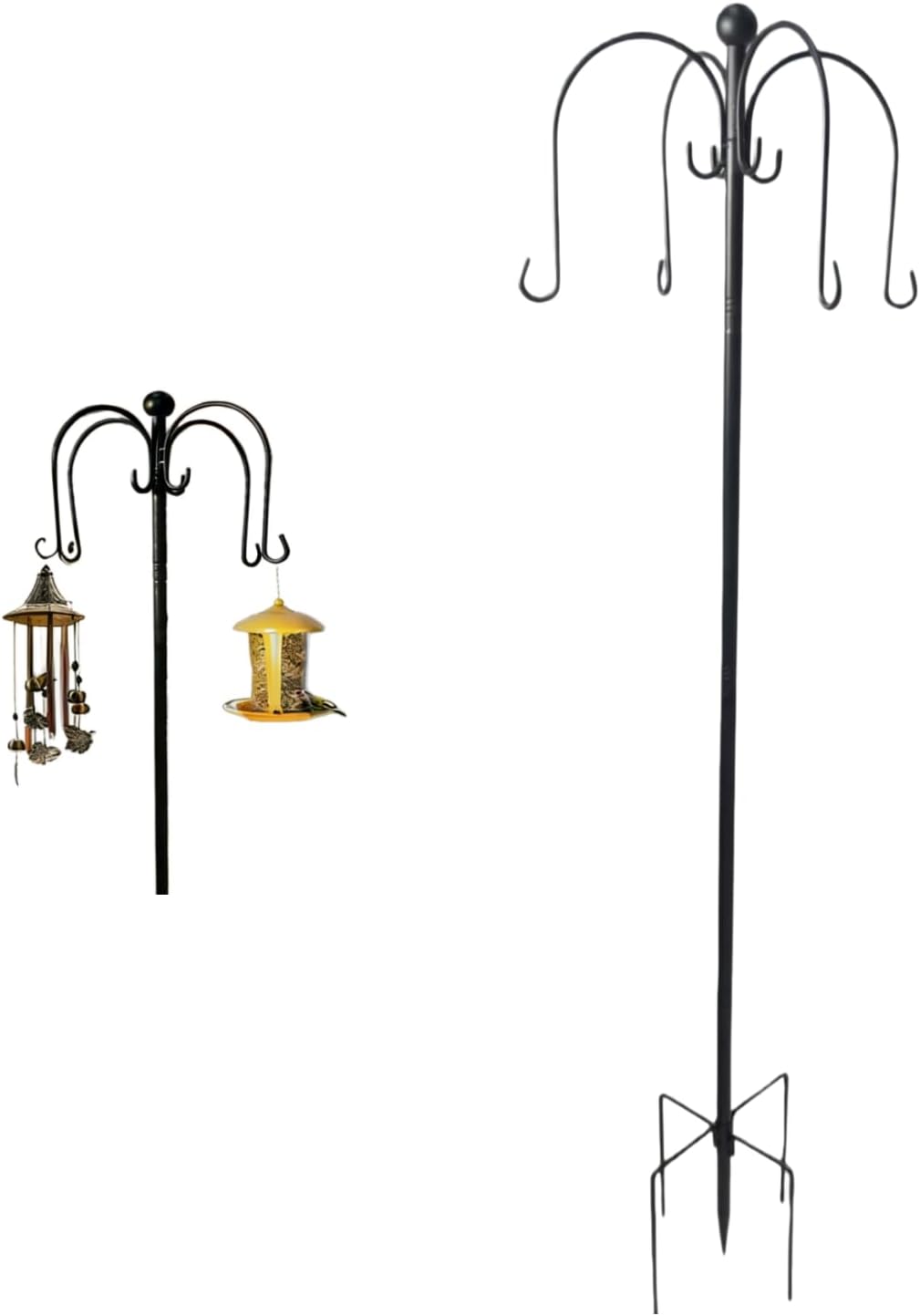 Detalle 1 de QUZGVEXA adjustable bird feeder pole with multi-hook hanging station (up to 185cm)
