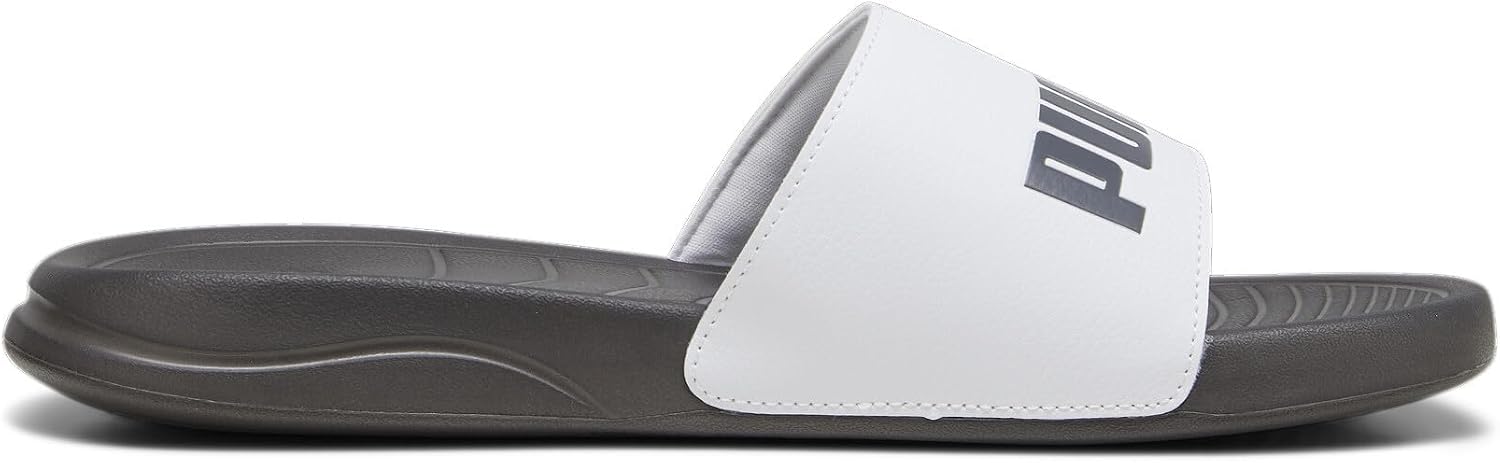 Detalle de PUMA Popcat 20 Sandales à enfiler – Unisex, White Dark Coal, 35.5 EU