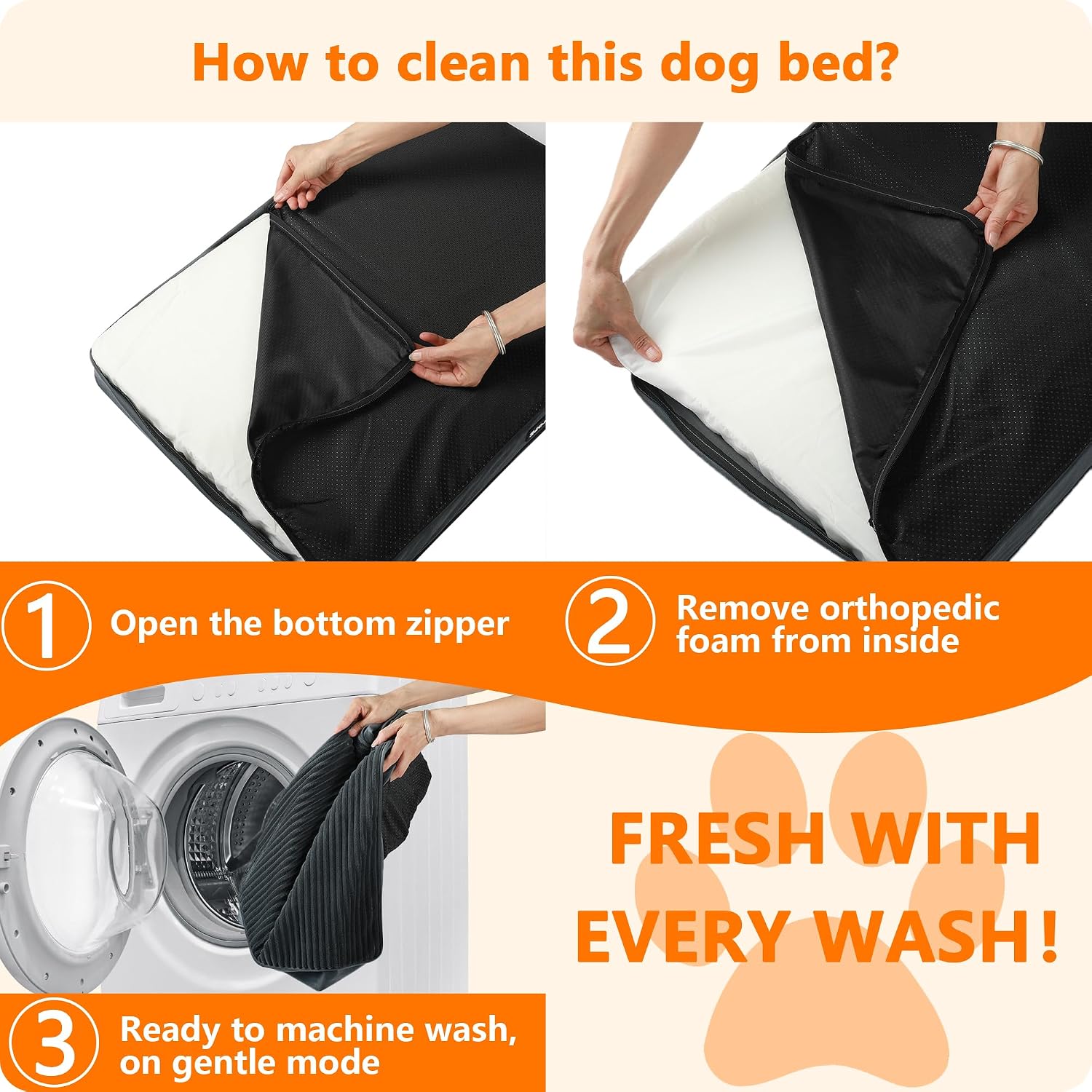 Thumbnail 6 de HMTOPE Orthopädisches Hundebett 112 cm – 10 cm Dicke, rutschfeste Unterseite, wasserdichtes Innenfutter