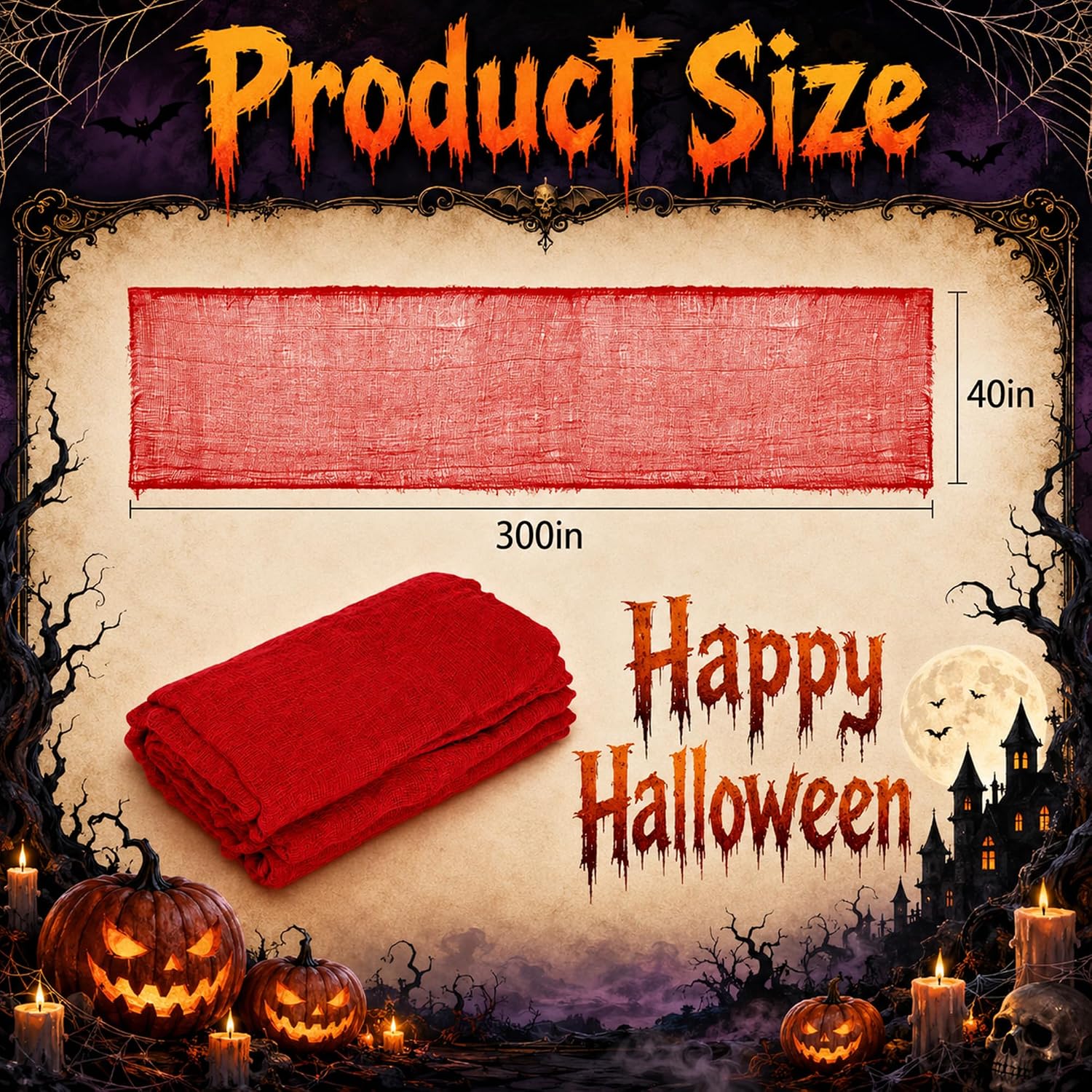 Detalle 2 de RunNico Halloween gauze decoration, 300" x 39