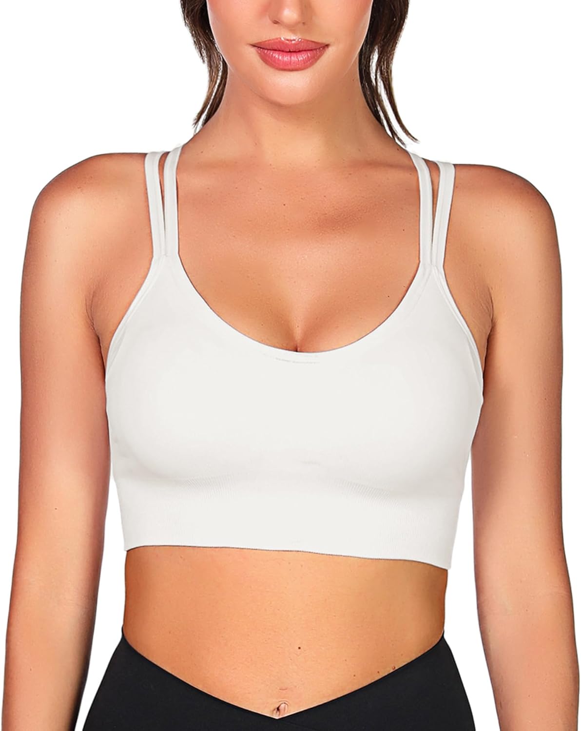 Detalle de Leversic Reggiseno Sportivo Donna Top Palestra Fitness Imbottito Senza Ferretto, Reggiseni Push Up per Yoga Jogging Gym (S-XL)