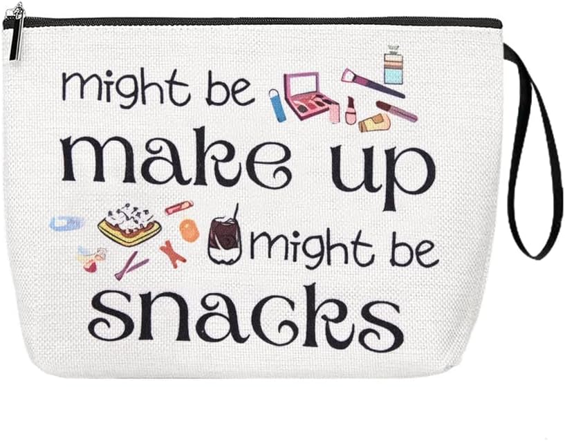 Detalle de Cute Snack Makeup Bag, Canvas Cosmetic Pouch with Zipper and Wrist Strap