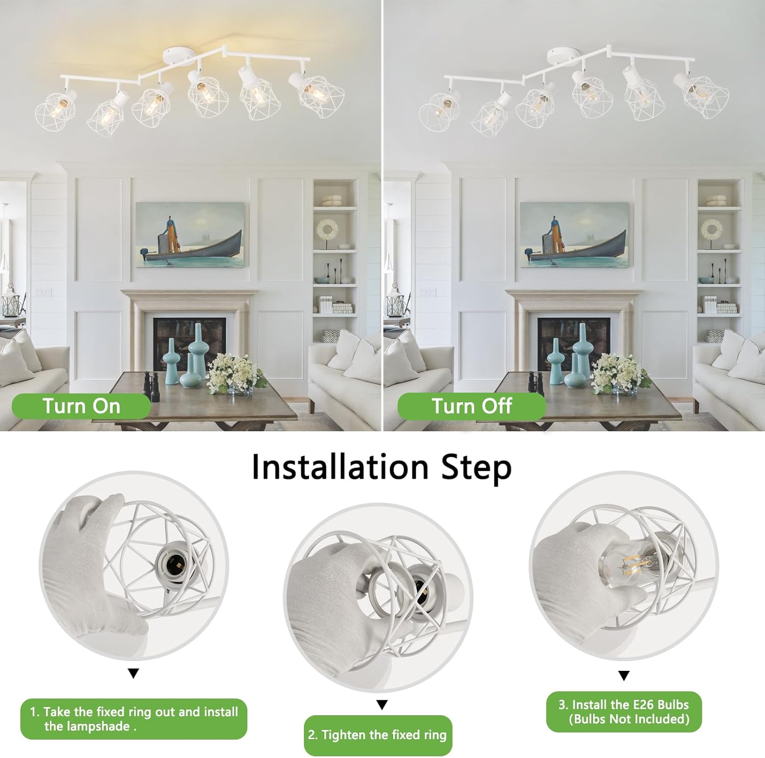 Detalle de WILON Track Lighting Fixtures: 6-Light Flush Mount Ceiling Spotlight Kit