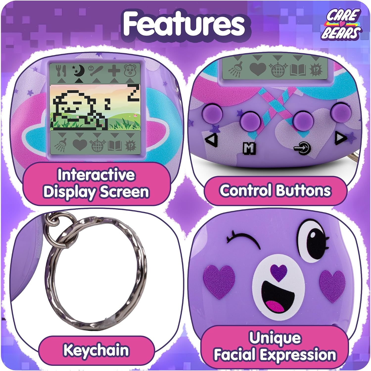 Detalle de Care Bears Digital Pet – Share Bear cyber pet with care features (1.4” screen)