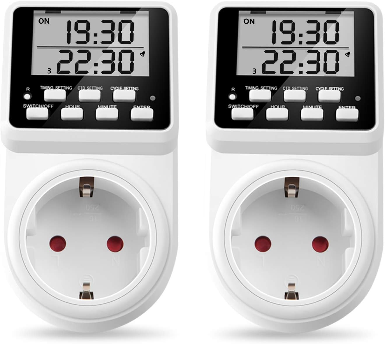 Detalle de NOVKIT Intervall Digitale Zeitschaltuhr Steckdose mit Countdown und 3 Schaltprogrammen (unendlicher Zyklus)