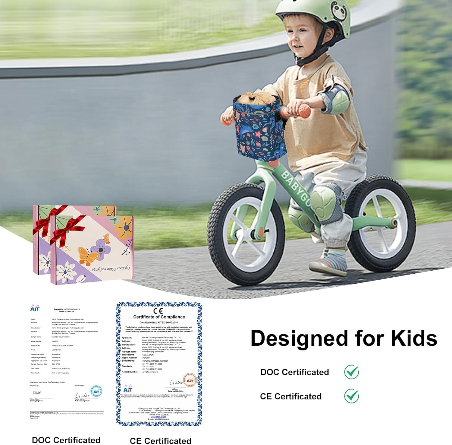 Thumbnail 2 de LOCAL LION Panier Velo Enfant avec Bandoulière Amovible – Sacoche de Guidon Colorée