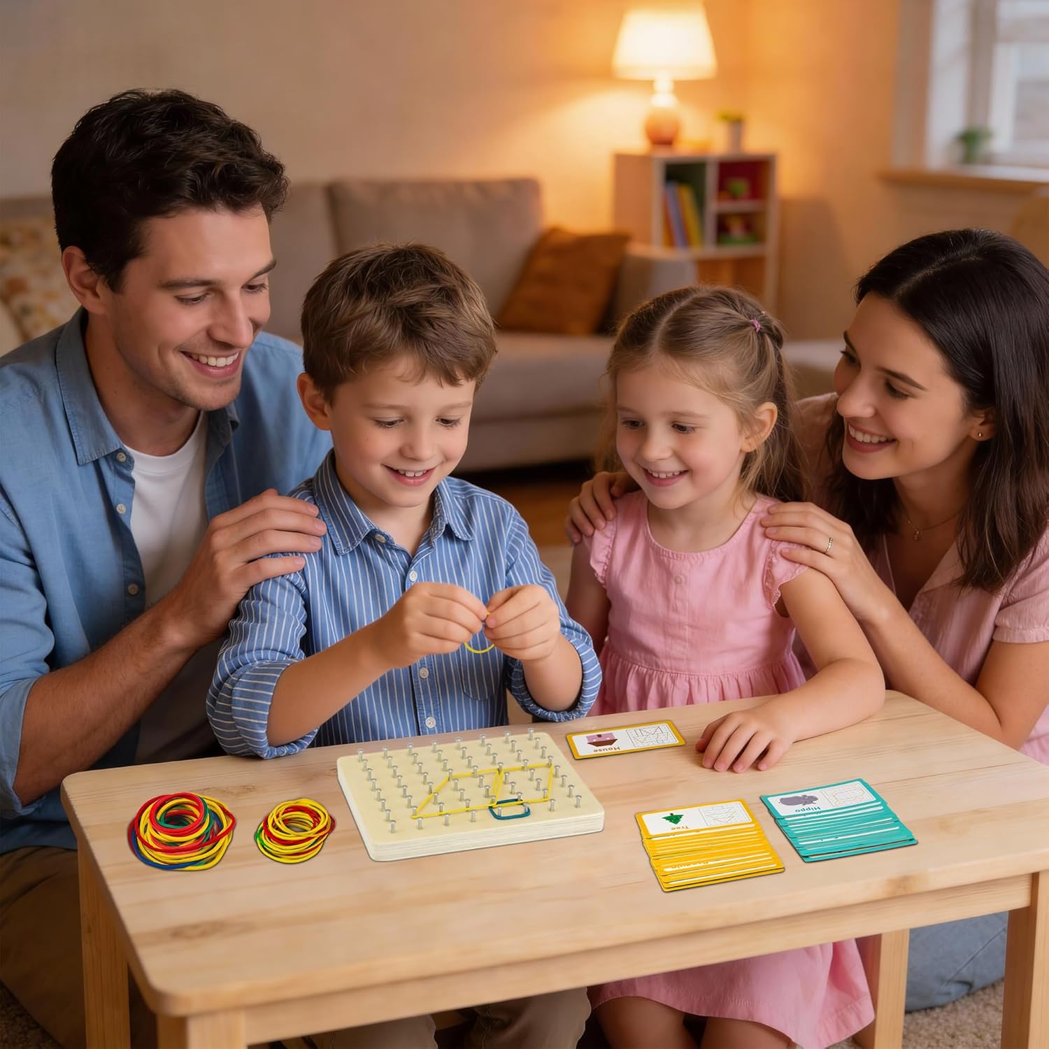 Detalle 2 de VingaHouse Geoboard in Legno – Gioco Montessori per colori e forme, 3–7 anni