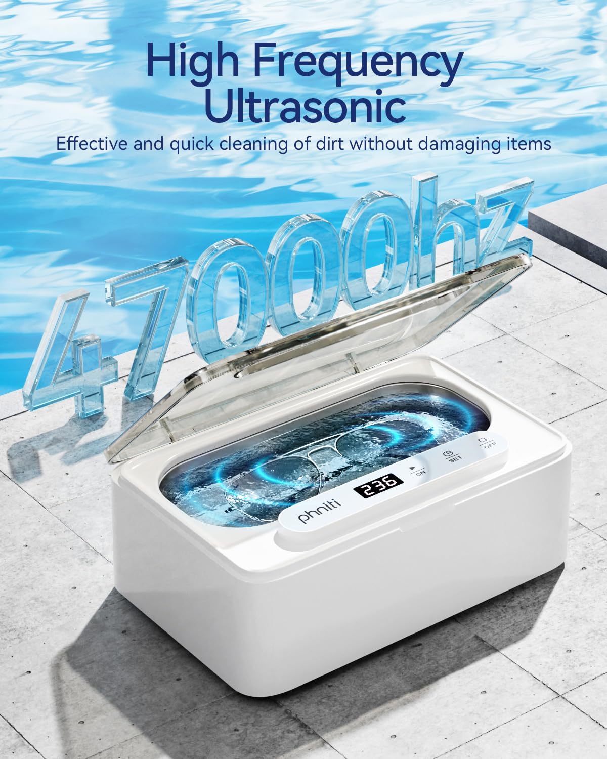 Detalle 2 de Phniti Ultrasonic Jewellery Cleaner 47KHz