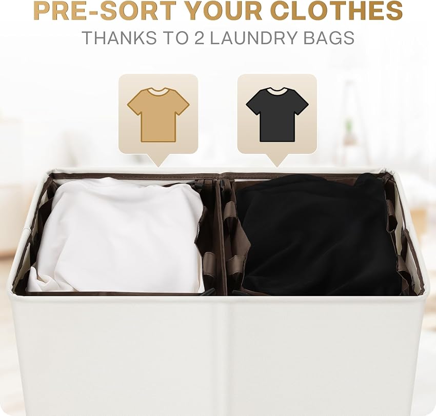 Detalle 2 de SOLEDI Luxury Double Laundry Hamper, Large