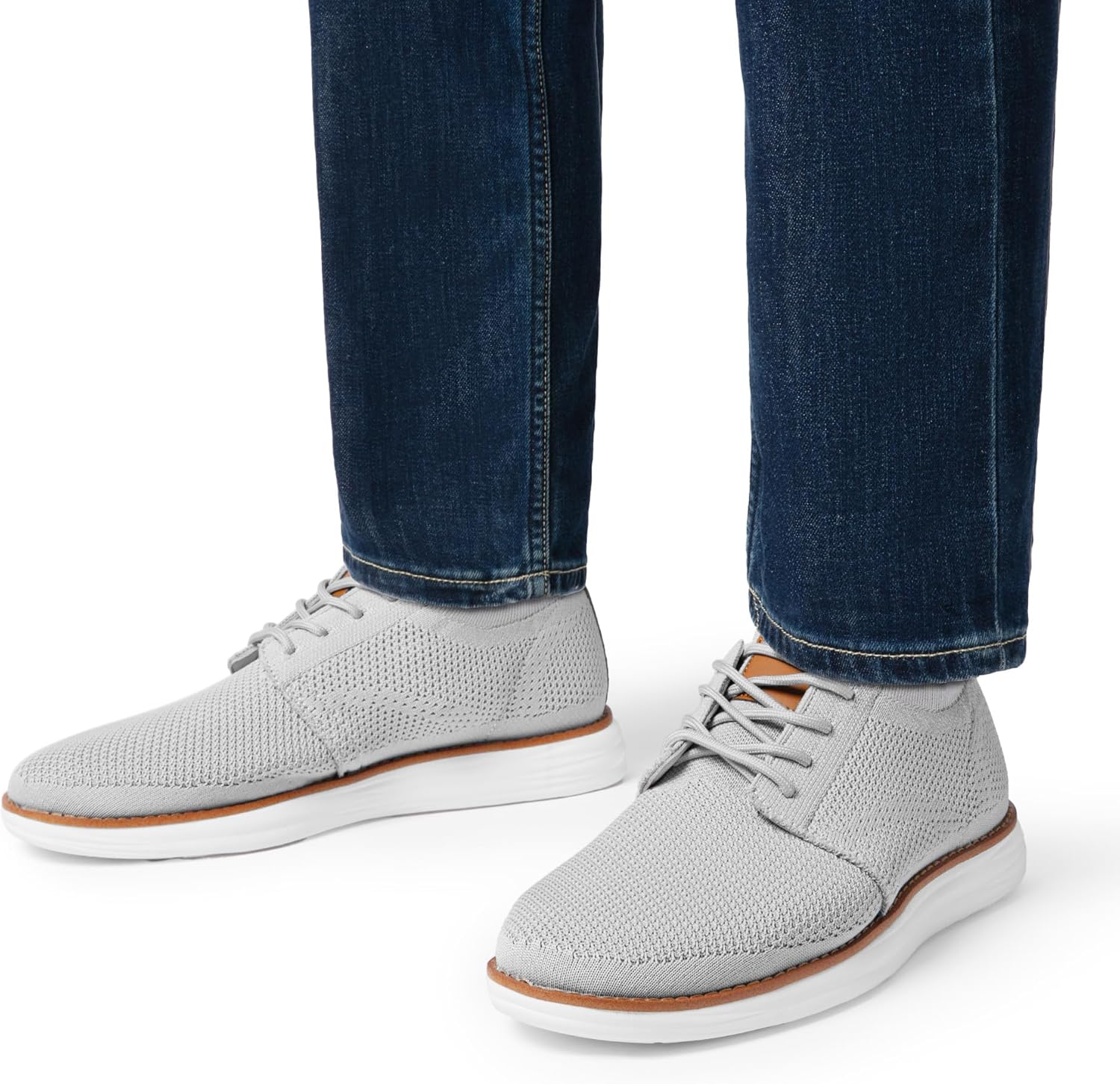 Detalle de Bruno Marc Men's KnitFlex Breeze Mesh Sneakers: Lightweight, Breathable Casual Shoes